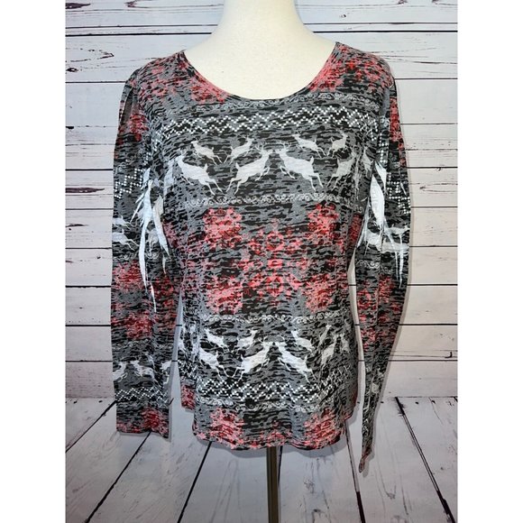 Sundance Ugly Christmas Shirt T-Shirt Pullover Large Burnout Long Sleeve Womens - Picture 7 of 8